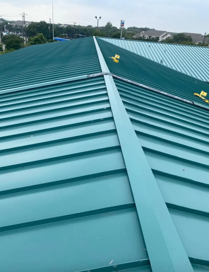 Green commercial metal roof ridge and valley for Metal Roof Repair in Kermit
